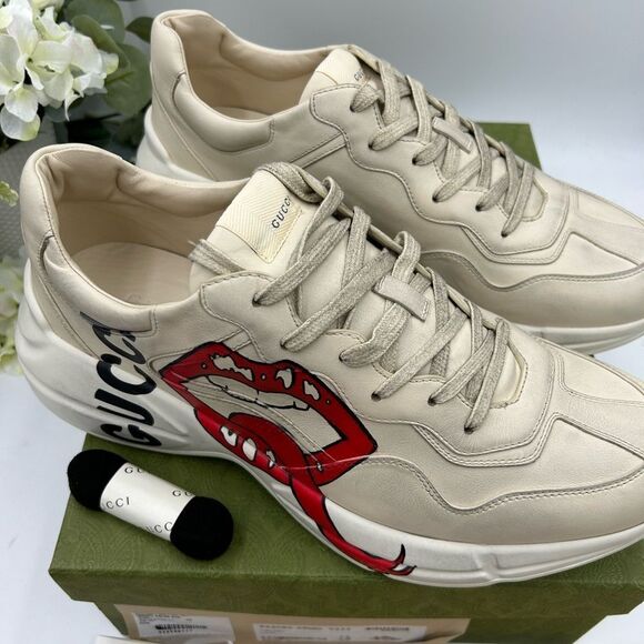 Men’s Gucci rython maxi mouth leather sneakers, size 14, made in Italy - Picture 3 of 10